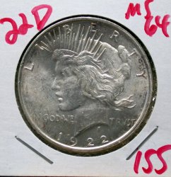 1922 D Peace Dollar in Mint State 64!