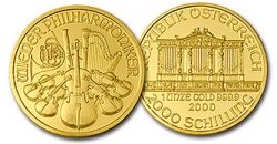 Vienna Austria 1 oz Gold Philharmonic. 24K Random Years