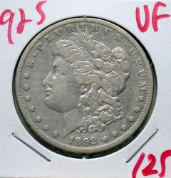 1892 S Morgan Dollar in VF!