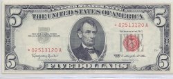 1963 Red Seal $5.00 Star Note in AU