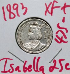 1893 Isabella Quarter in XF+
