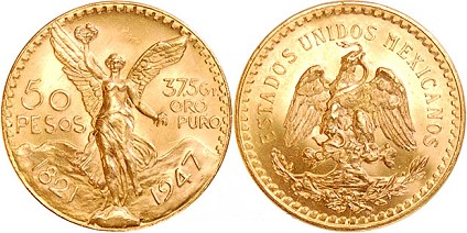 Mexico 50 Pesos 1.2057 agw! Random dates. - Click Image to Close